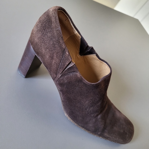 Anne Klein Suede Leather Bootie Brown 5M Made in Italy - Picture 2 of 7